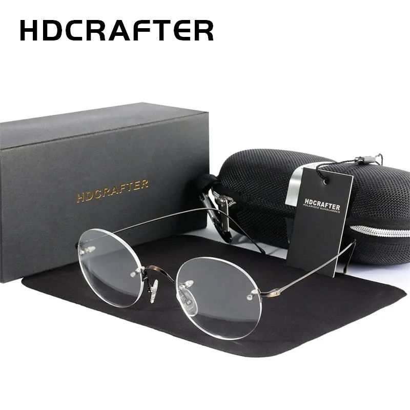 Hdcrafter Unisex Rimless Round Titanium Frame Eyeglasses 16035