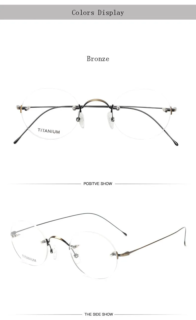 Hdcrafter Unisex Rimless Round Titanium Frame Eyeglasses 16035