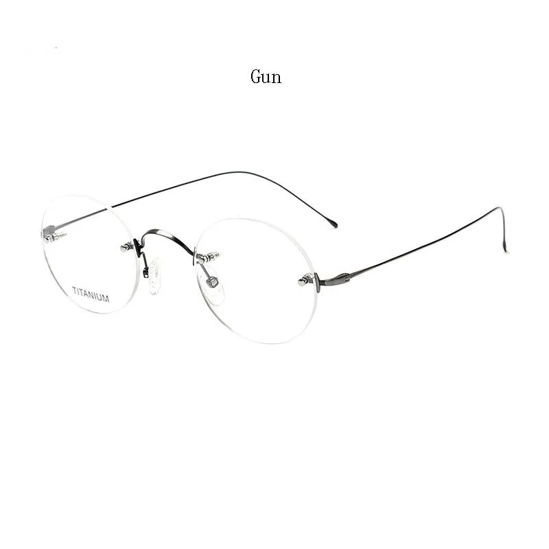 Hdcrafter Unisex Rimless Round Titanium Frame Eyeglasses 16035