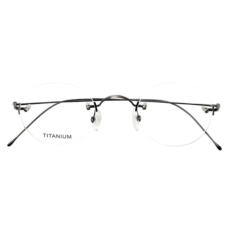 Hdcrafter Unisex Rimless Round Titanium Frame Eyeglasses 16035