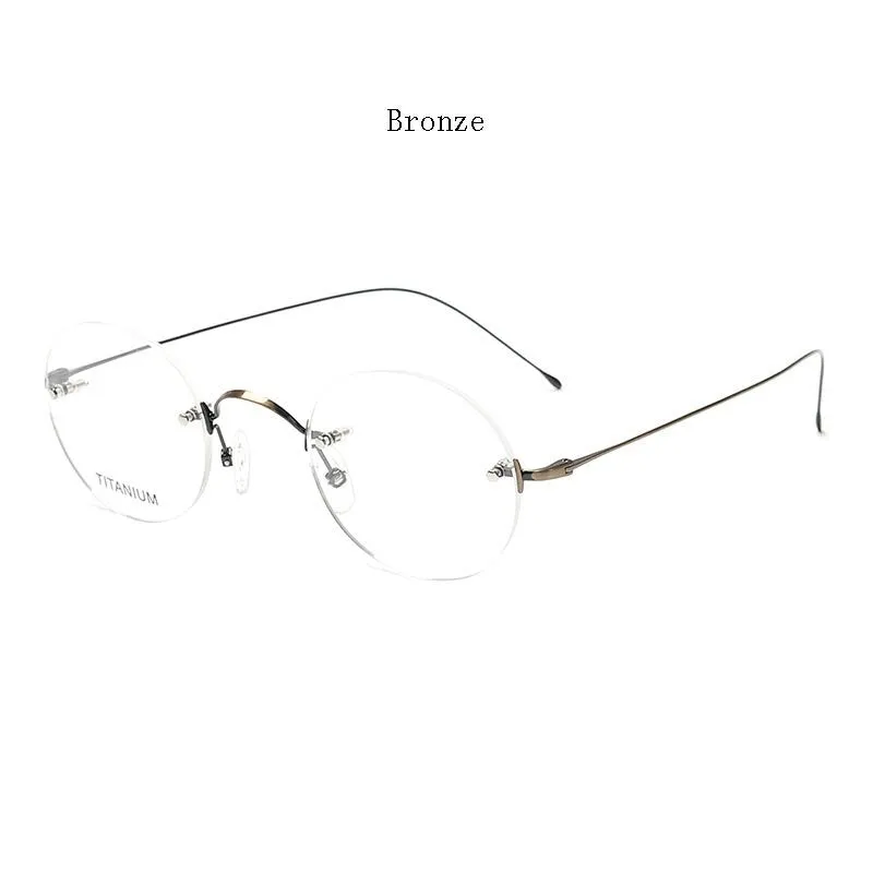 Hdcrafter Unisex Rimless Round Titanium Frame Eyeglasses 16035