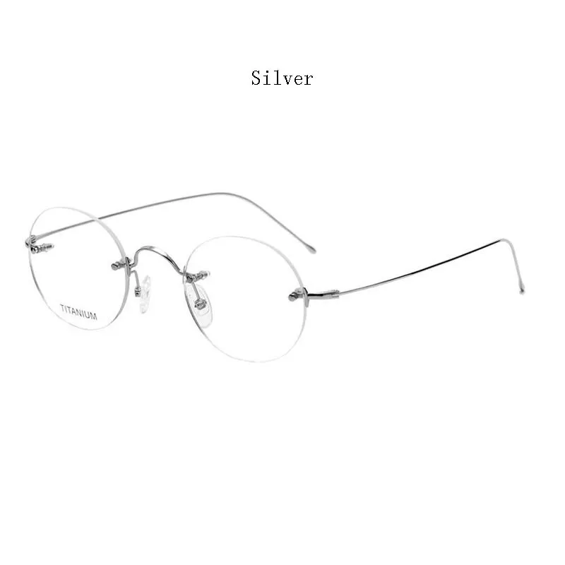 Hdcrafter Unisex Rimless Round Titanium Frame Eyeglasses 16035