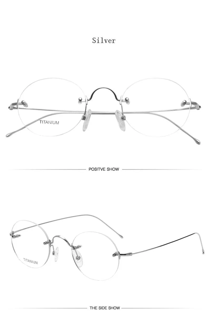 Hdcrafter Unisex Rimless Round Titanium Frame Eyeglasses 16035