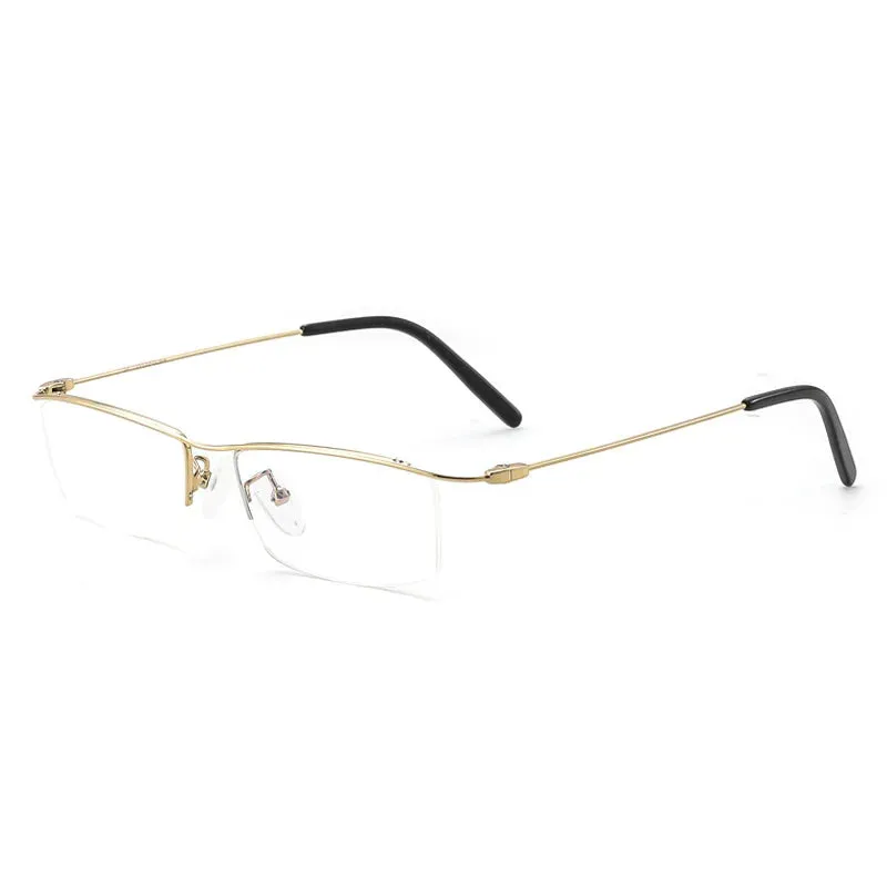 Hdcrafter Unisex Semi Rim Browline Square Titanium Eyeglasses 6688