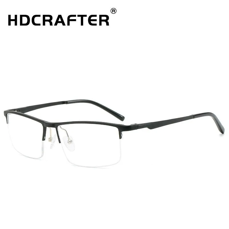 Hdcrafter Unisex Semi Rim Rectangle Square Titanium Frame Eyeglasses 6331