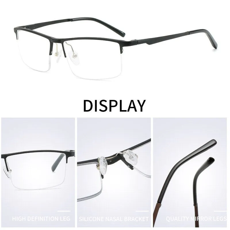 Hdcrafter Unisex Semi Rim Rectangle Square Titanium Frame Eyeglasses 6331