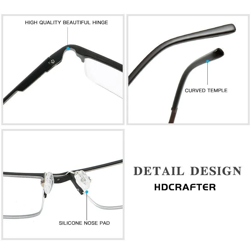 Hdcrafter Unisex Semi Rim Rectangle Square Titanium Frame Eyeglasses 6331