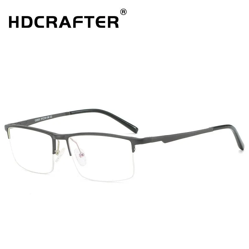 Hdcrafter Unisex Semi Rim Rectangle Square Titanium Frame Eyeglasses 6331