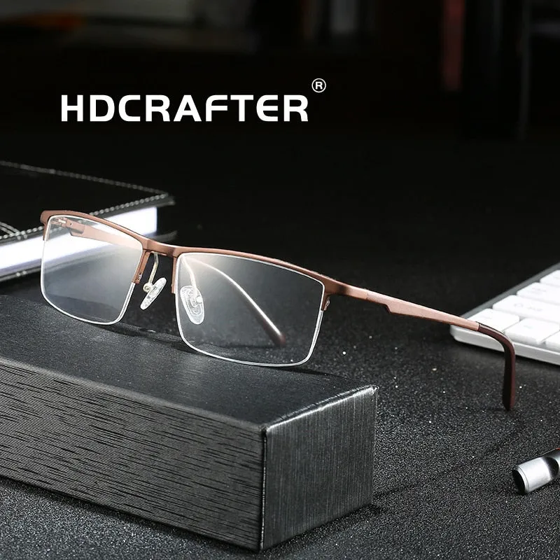 Hdcrafter Unisex Semi Rim Rectangle Square Titanium Frame Eyeglasses 6331