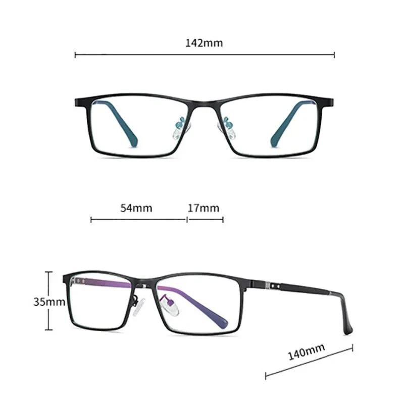 Hotochki Men's Full Rim Alloy Frame Anti Blue Lens Eyeglasses 2316