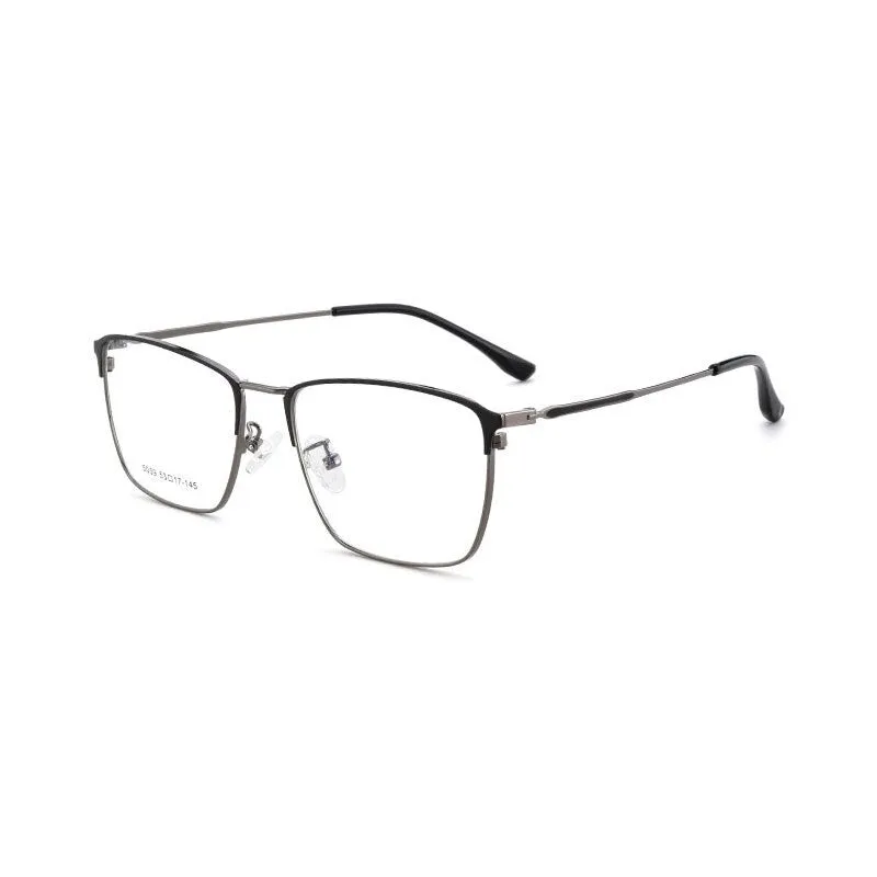 Hotochki Men's Full Rim Square Horned Acetate Alloy Eyeglasses 5059