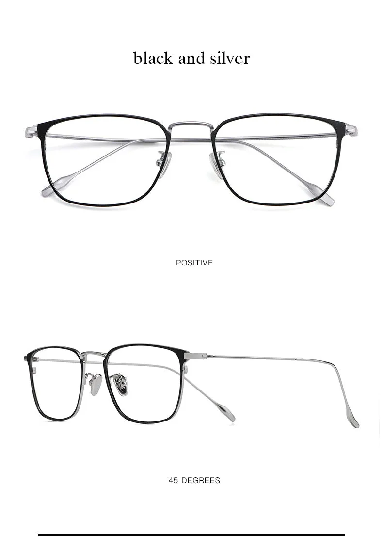 Hotochki Men's Full Rim Square Titanium Ip Electroplated Frame Eyeglasses W8083