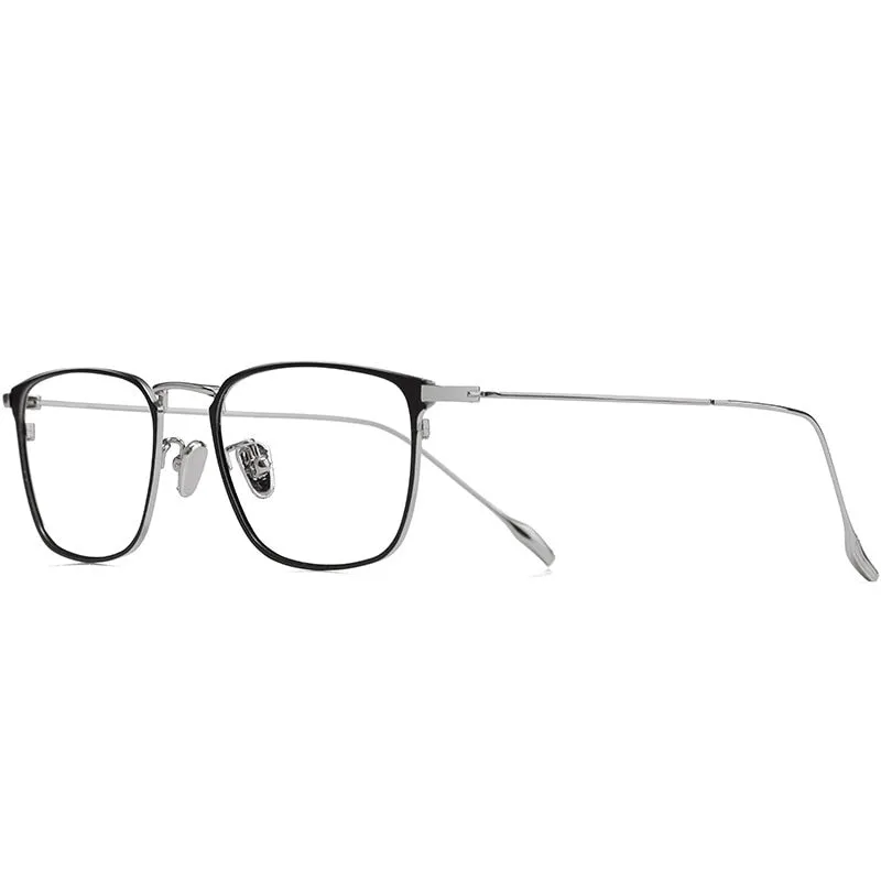 Hotochki Men's Full Rim Square Titanium Ip Electroplated Frame Eyeglasses W8083