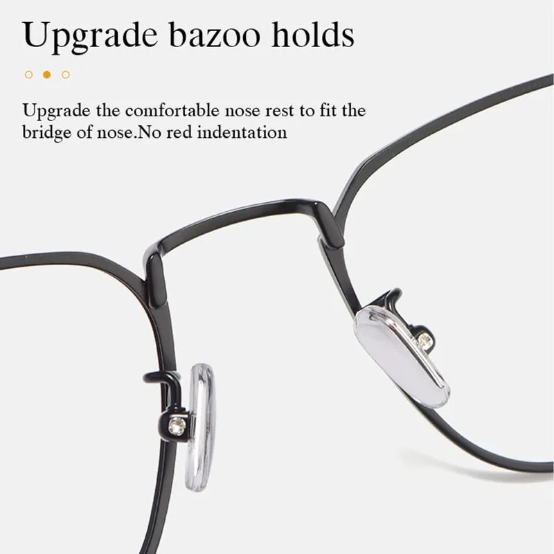 Hotochki Men's Full Rim Square Titanium Ip Electroplated Frame Eyeglasses W8083