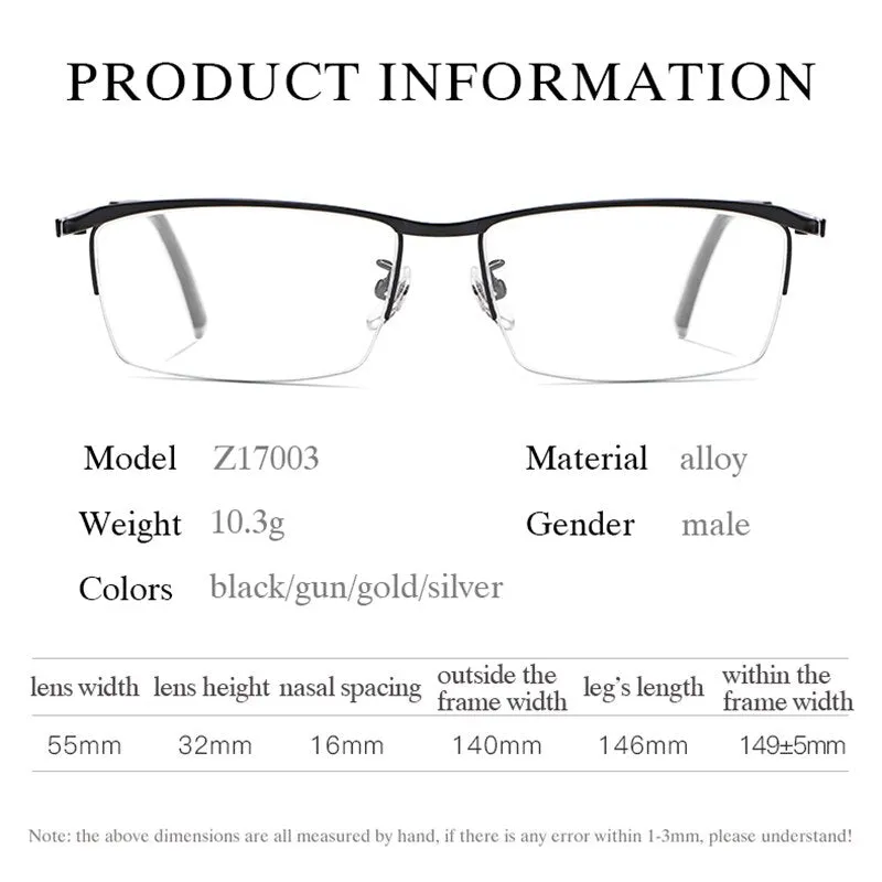 Hotochki Men's Semi Rim Alloy Frame Eyeglasses Z17003