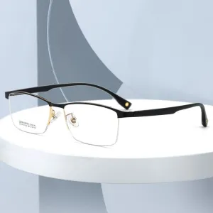 Hotochki Men's Semi Rim Square Tr 90 Titanium Frame Eyeglasses K9109