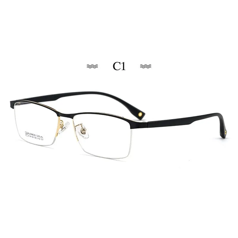 Hotochki Men's Semi Rim Square Tr 90 Titanium Frame Eyeglasses K9109