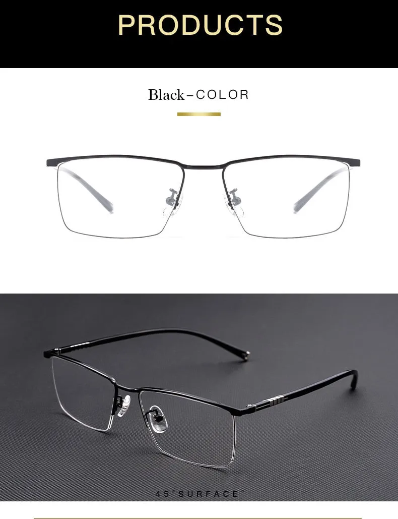 Hotochki Men's Semi Rim Titanium Frame Eyeglasses P9861