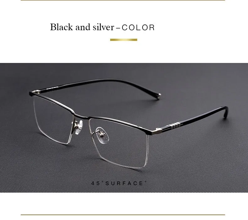 Hotochki Men's Semi Rim Titanium Frame Eyeglasses P9861