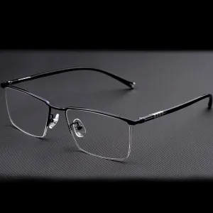 Hotochki Men's Semi Rim Titanium Frame Eyeglasses P9861