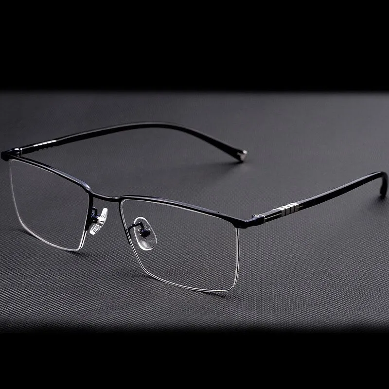 Hotochki Men's Semi Rim Titanium Frame Eyeglasses P9861