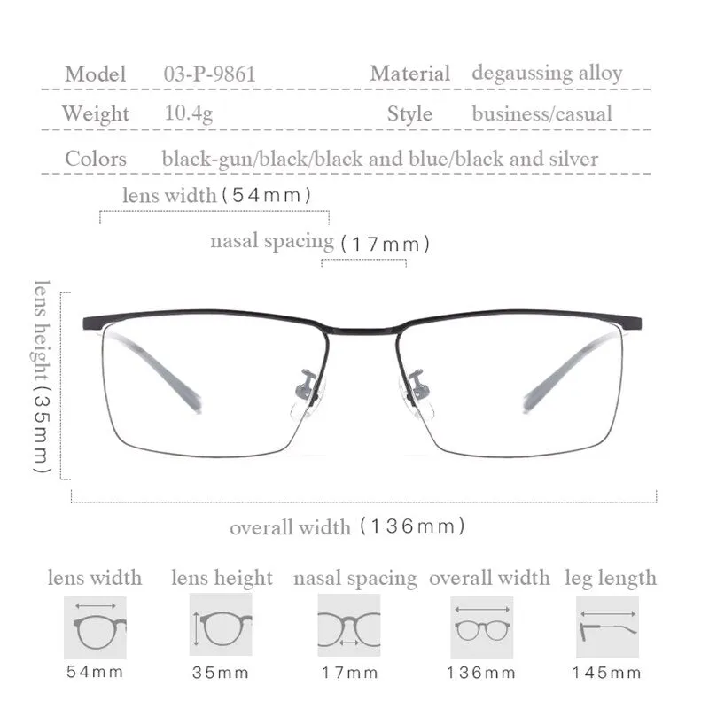 Hotochki Men's Semi Rim Titanium Frame Eyeglasses P9861