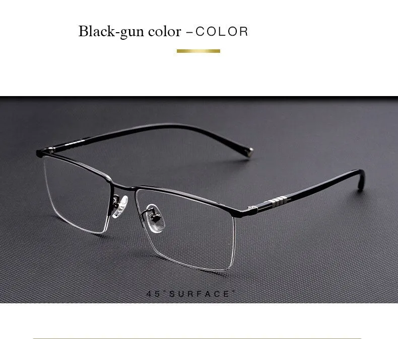 Hotochki Men's Semi Rim Titanium Frame Eyeglasses P9861