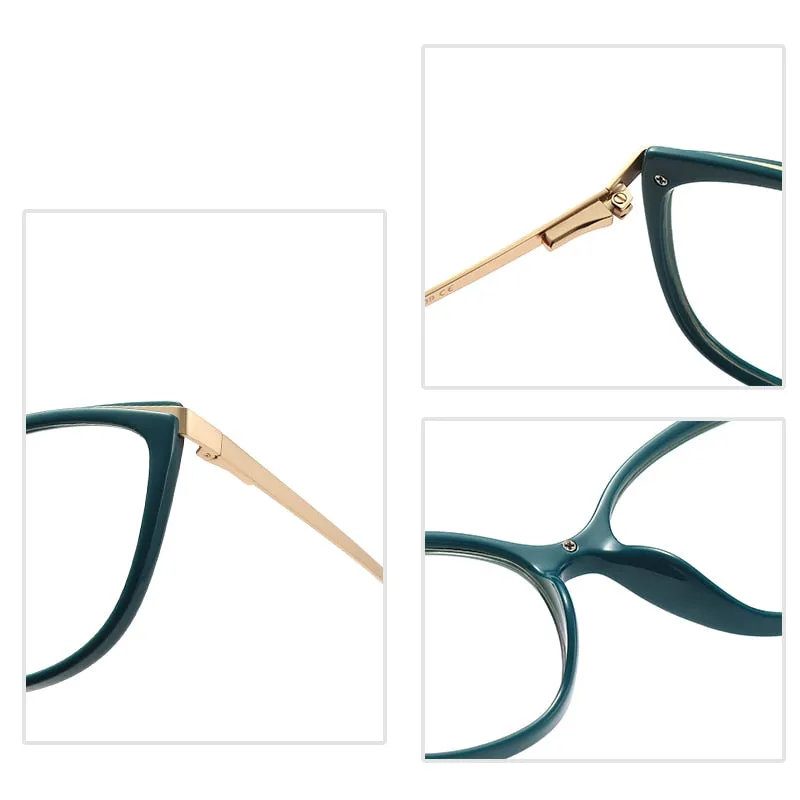 Hotochki Women's Full Rim Cat Eye Alloy Acetate Frame Eyeglasses 2052