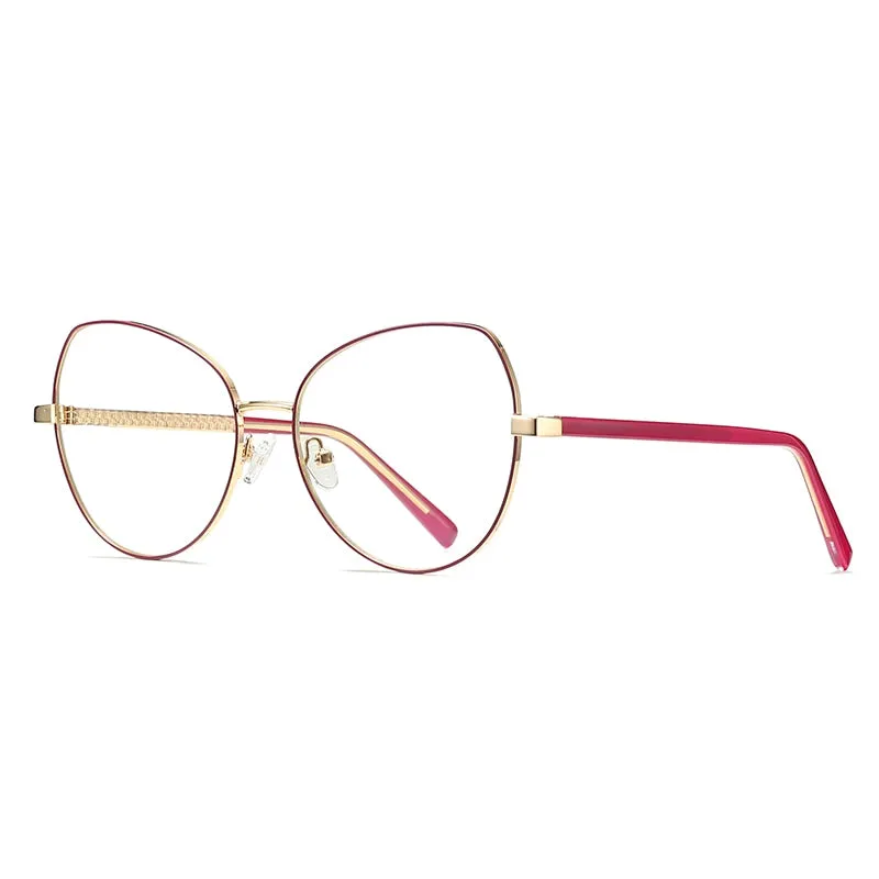 Hotochki Women's Full Rim Cat Eye Alloy Frame Eyeglasses 3001