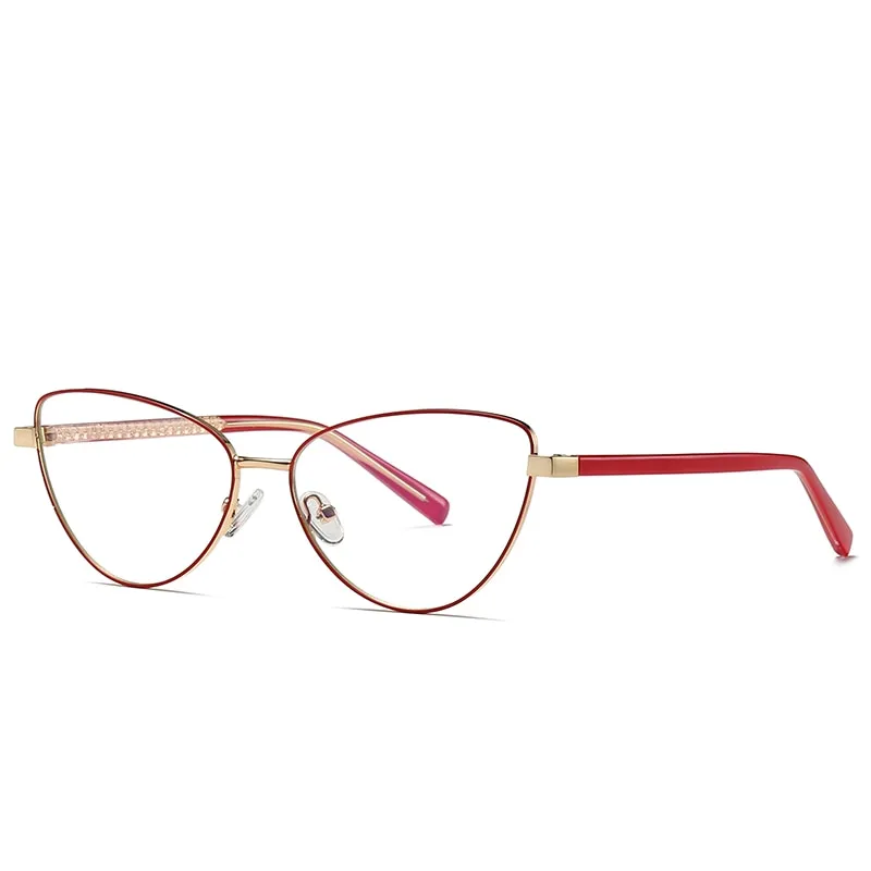 Hotochki Women's Full Rim Cat Eye Alloy Frame Eyeglasses 3006