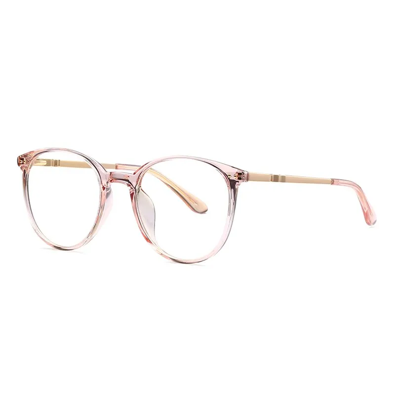 Hotochki Women's Full Rim Round TR-90 Resin Alloy Frame Eyeglasses 2055