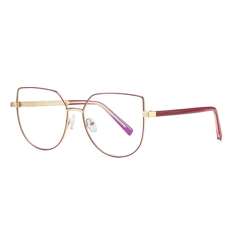 Hotochki Women's Full Rim Square Cat Eye Alloy Eyeglasses 3007