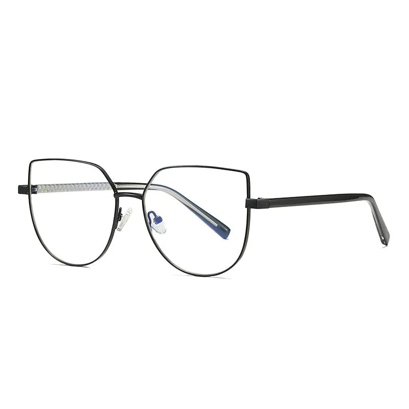 Hotochki Women's Full Rim Square Cat Eye Alloy Eyeglasses 3007