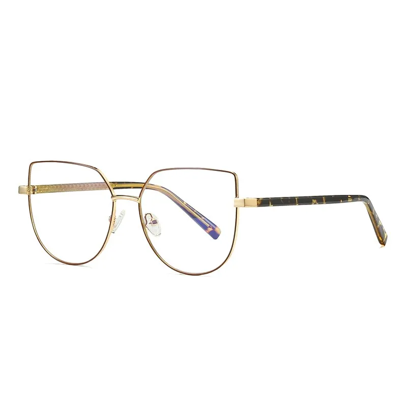 Hotochki Women's Full Rim Square Cat Eye Alloy Eyeglasses 3007