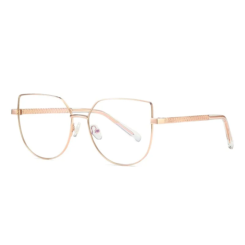 Hotochki Women's Full Rim Square Cat Eye Alloy Eyeglasses 3007