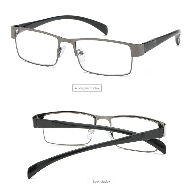 Hotony Men's Full Rim Rectangle Alloy Frame Reading Glasses R89868