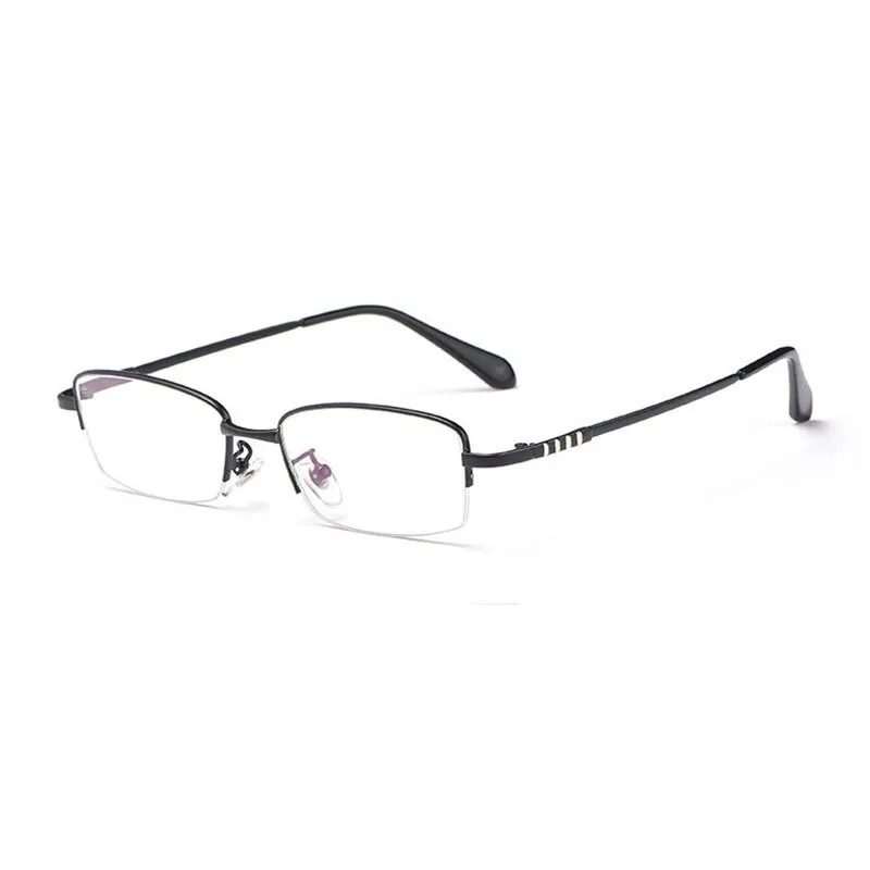 Hotony Men's Semi Rim Titanium Alloy Rectangle Frame Eyeglasses 9071