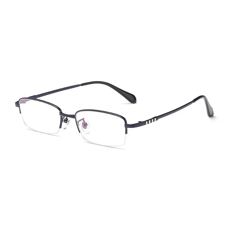 Hotony Men's Semi Rim Titanium Alloy Rectangle Frame Eyeglasses 9071