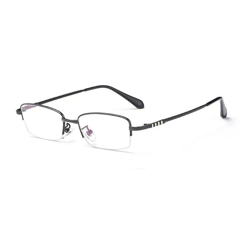 Hotony Men's Semi Rim Titanium Alloy Rectangle Frame Eyeglasses 9071