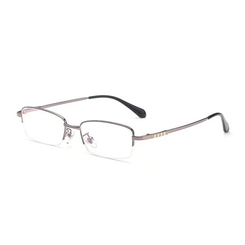 Hotony Men's Semi Rim Titanium Alloy Rectangle Frame Eyeglasses 9071