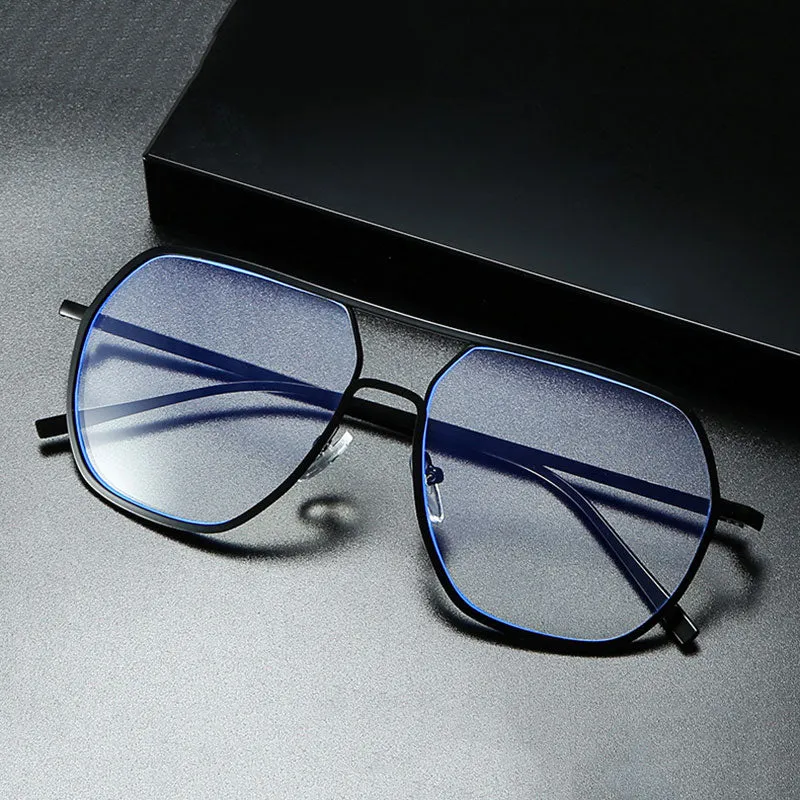 Hotony Unisex Full Rim Double Bridge Polygonal Alloy Frame Eyeglasses 60803