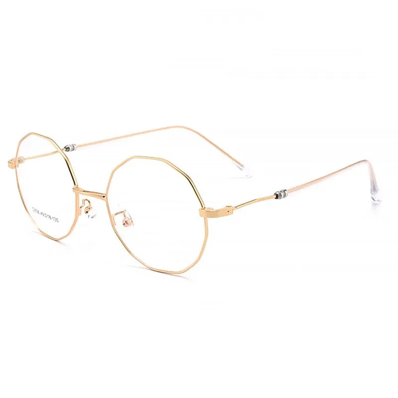 Hotony Unisex Full Rim Polygon Round Alloy Frame Spring Hinge Eyeglasses D838