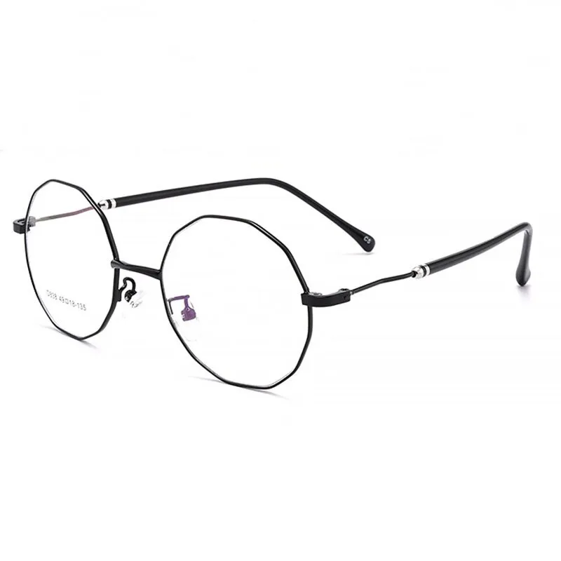 Hotony Unisex Full Rim Polygon Round Alloy Frame Spring Hinge Eyeglasses D838