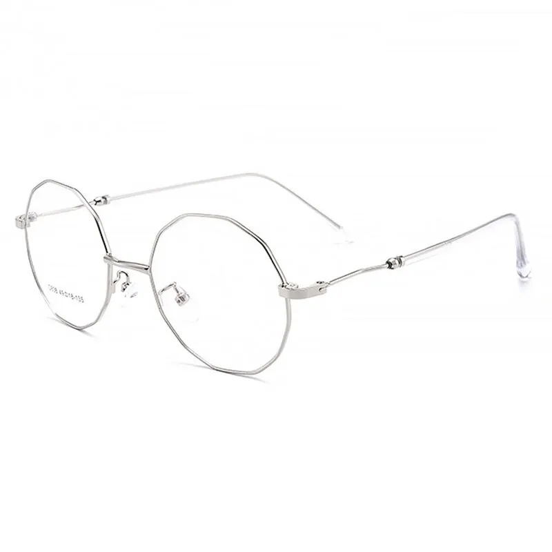 Hotony Unisex Full Rim Polygon Round Alloy Frame Spring Hinge Eyeglasses D838