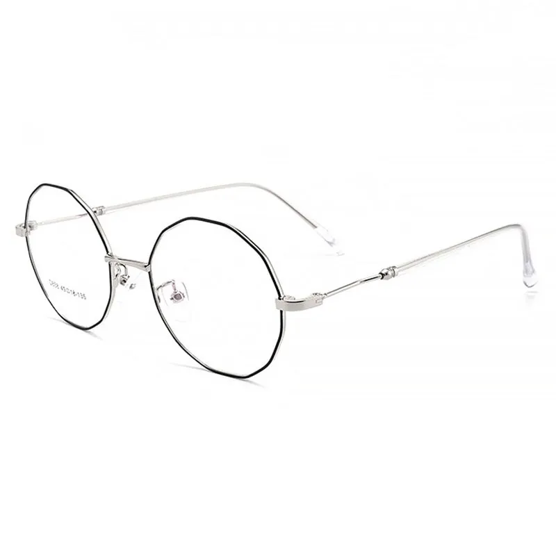 Hotony Unisex Full Rim Polygon Round Alloy Frame Spring Hinge Eyeglasses D838