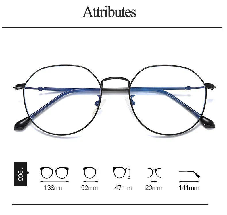 Hotony Unisex Full Rim Polygonal Alloy Frame Eyeglasses 1905