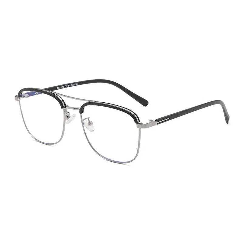 Hotony Unisex Full Rim Round Square Tr 90 Alloy Eyeglasses 1872