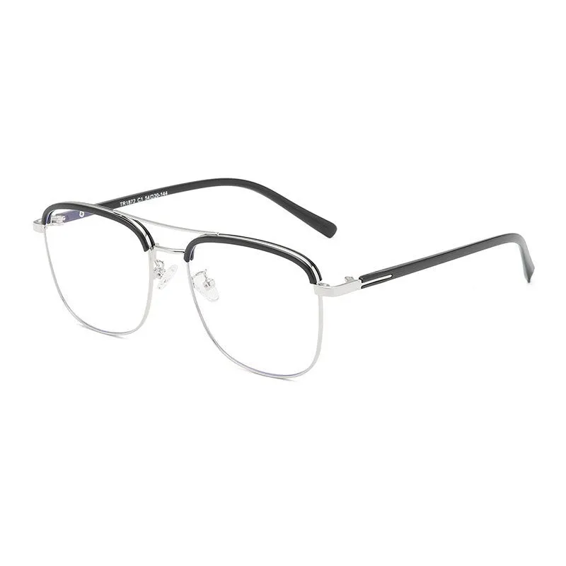 Hotony Unisex Full Rim Round Square Tr 90 Alloy Eyeglasses 1872