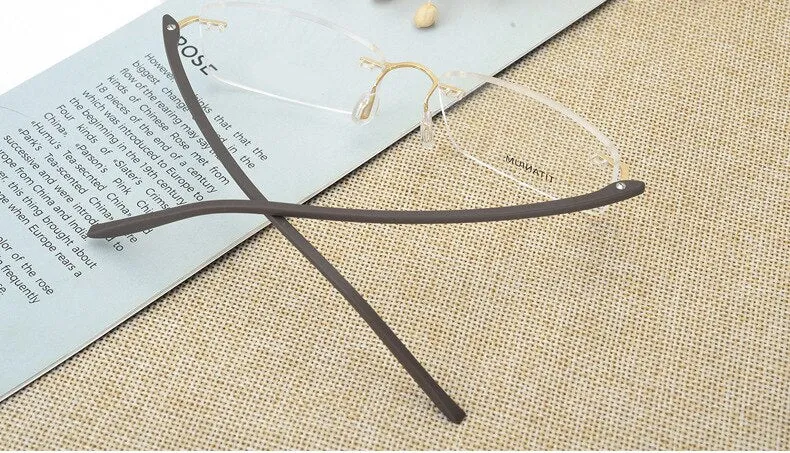 Hotony Unisex Rimless Alloy Frame Rectangle Lens Eyeglasses Rw003