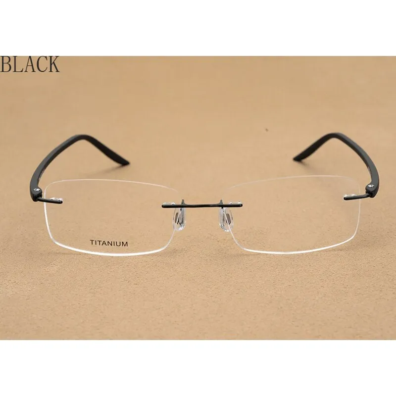 Hotony Unisex Rimless Alloy Frame Rectangle Lens Eyeglasses Rw003